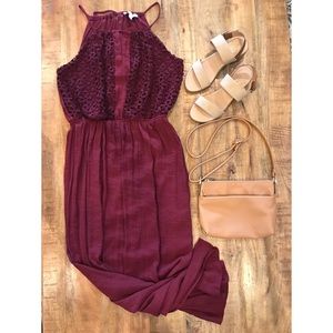 Maxi Dress with Boho Eyelet Lace